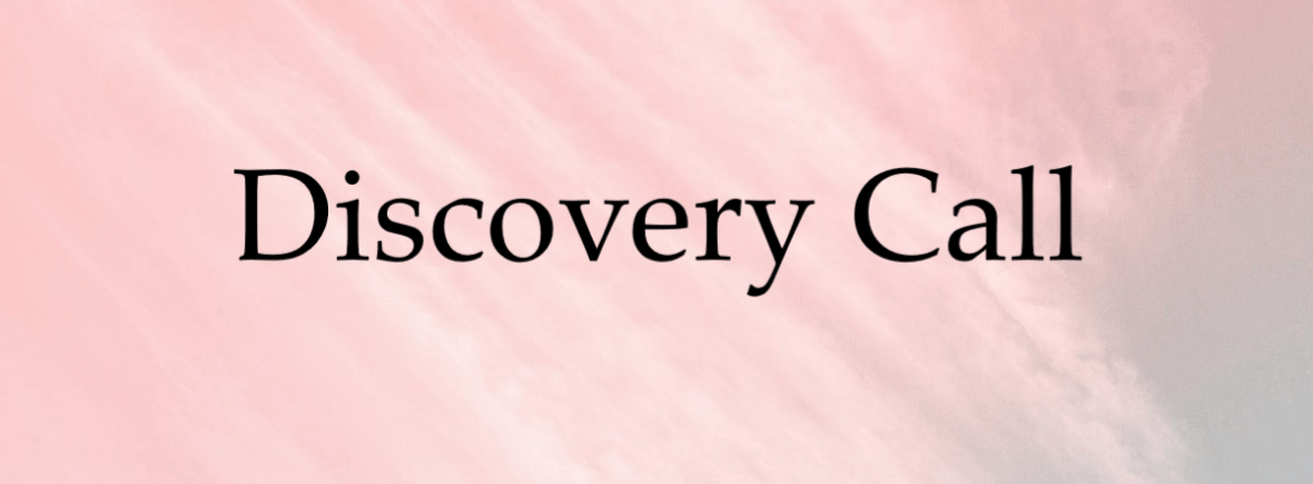 Pink square with *Discovery Call* written in bold black lettering. It is the feature photo for the *Discovery Call* at The Write Copywriter